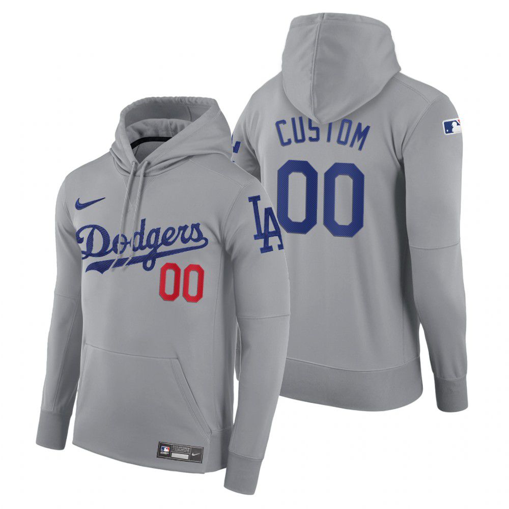 Men Los Angeles Dodgers #00 Custom gray road hoodie 2021 MLB Nike Jerseys->los angeles dodgers->MLB Jersey